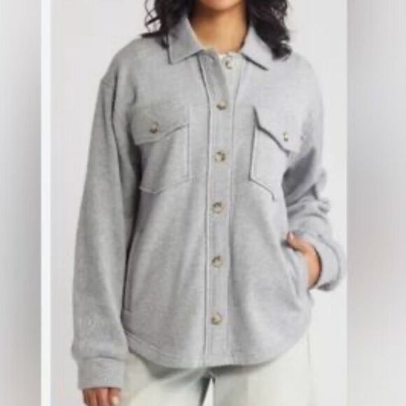 THREAD & SUPPLY x NORDSTROM | Medium Gray Shacket Jacket Oversized | Size Large - Picture 1 of 9